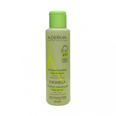 A-derma Exomega 2 en 1 cuerpo y cabello gel limpiador 500ml